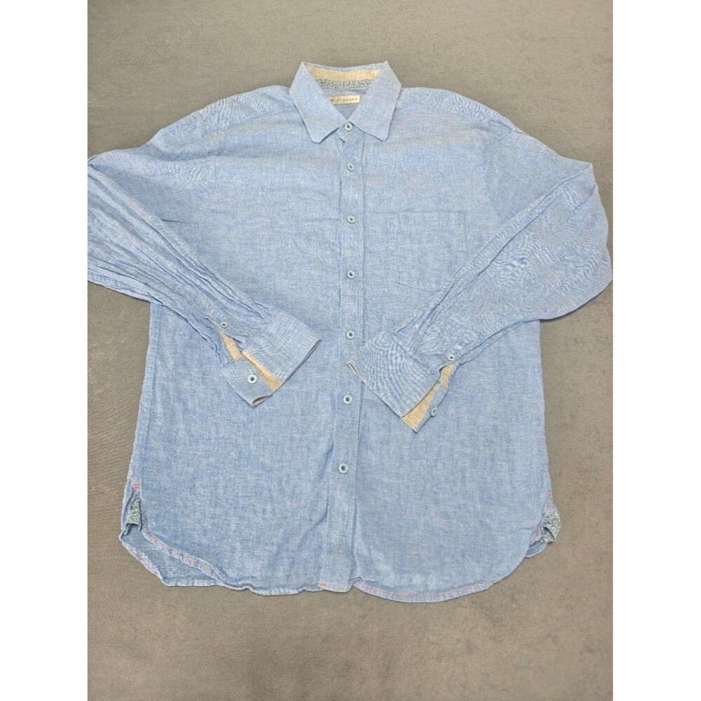 Age of Wisdom Men’s Medium Blue Long Sleeve Button Down Shirt Chambray Casual